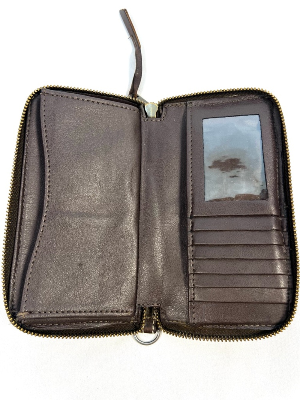 STS Cowhide Hair On Leather Wallet Western Zip Around Brown Rustic - Picture 8 of 10